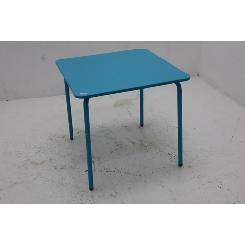 551 - Child's Size Table and Matching Chairs made from Metal and Powder Coated in Blue perfect for indoors... 