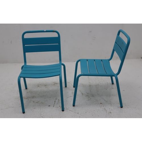 551 - Child's Size Table and Matching Chairs made from Metal and Powder Coated in Blue perfect for indoors... 