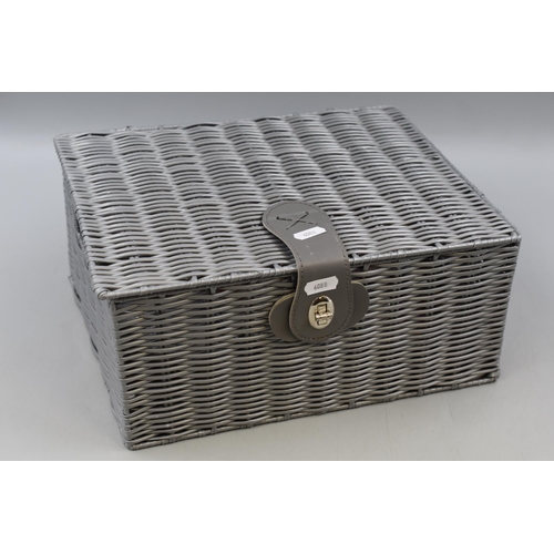 486 - Selection of Crafting and Jewellery Making Items with Rattan effect Storage Box (13