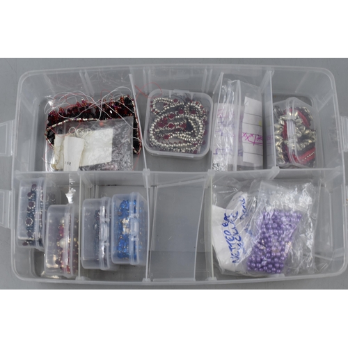 490 - Selection of Crafting and Jewellery making items contained within a 3 tray Storage Box