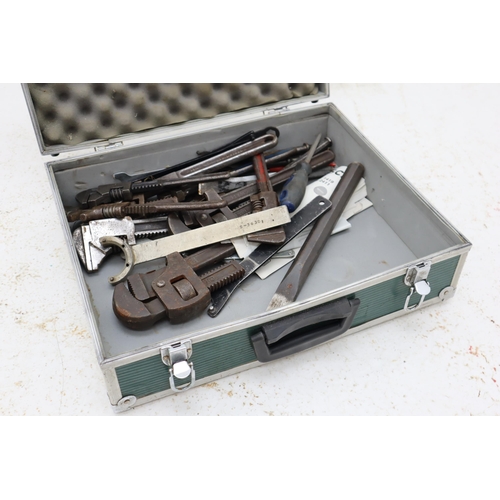 556 - Selection of Tools Including Adjustable Wrench And More In Metal Case