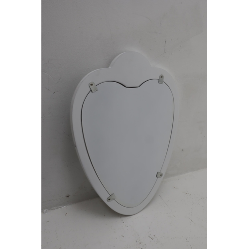 561 - Two New Boxed White Loveheart Themed Table Mirrors, Largest Approx 20