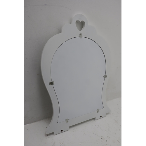 561 - Two New Boxed White Loveheart Themed Table Mirrors, Largest Approx 20