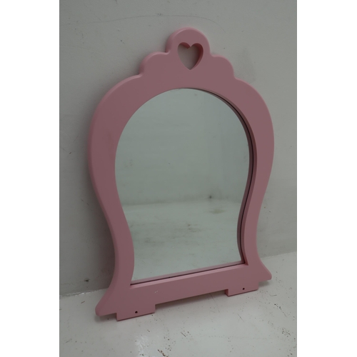 566 - Three New Loveheart Themed Pink Table Mirrors, Largest Approx 20