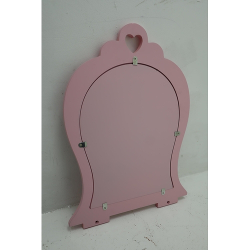 566 - Three New Loveheart Themed Pink Table Mirrors, Largest Approx 20