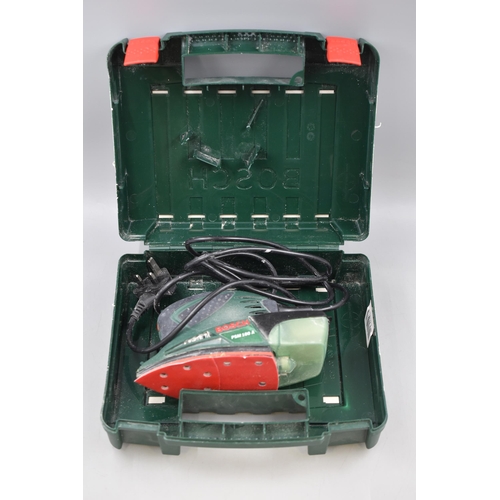 625 - A Bosch PSM 100 A 100W Multi Sander, In Case. Powers on When Tested.