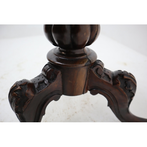 572 - Hand Carved Wooden Stand with Marble Top (15