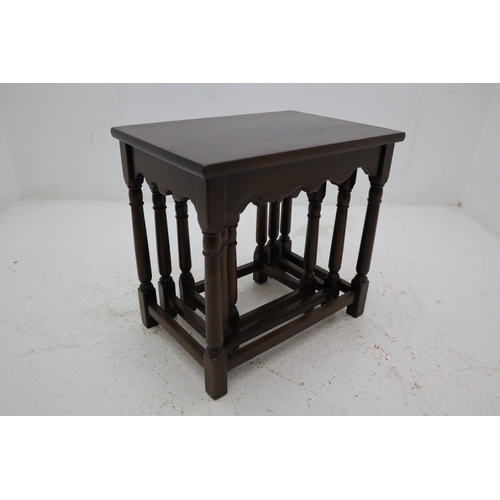 576 - Nest of 3 Priory Style Oak Side Tables