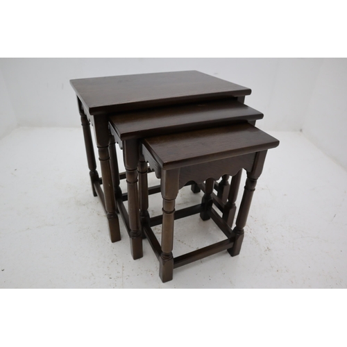 576 - Nest of 3 Priory Style Oak Side Tables