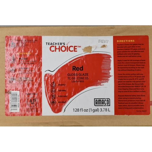 632 - A Teacher's Choice Pottery Gloss Glaze Red, 1 Gallon.