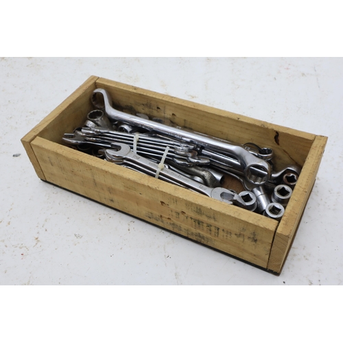 582 - Selection of Tools In Including Various Spanners By KING-DICK and More in Wooden Toolbox