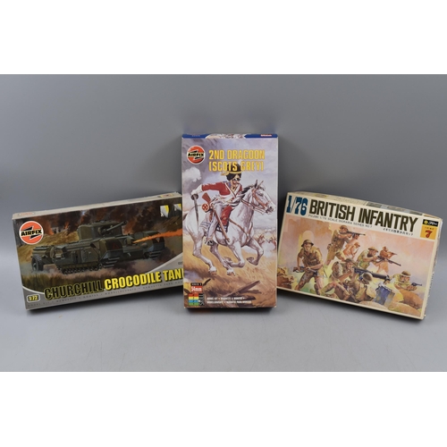 147 - Mixed Selection of Model Kits, includes Churchill Crocodile Tank, 2nd Dragon (Scots Grey) and Britis... 