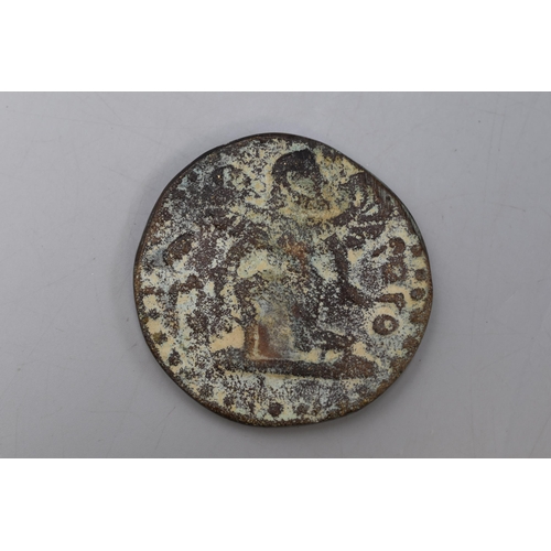 154 - Bronze Reproduction of Ancient Greek Coin depicting Zeus (6cm Dia)