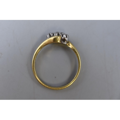 6 - Hallmarked 375 Gold (9ct) 3 Stoned Diamond Ring (one Missing Stone) Complete with Presentation Box