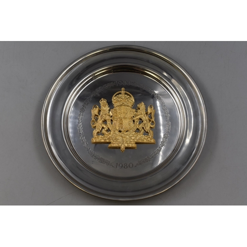 25 - Aquinas of Locke Queen Mother 1980 Pewter Plate complete with presentation Box (10