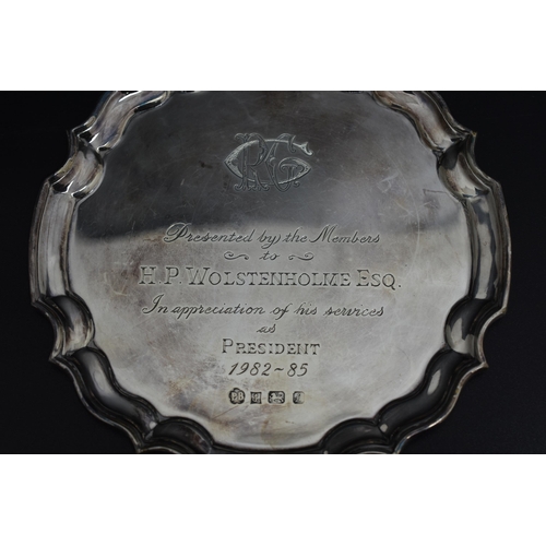 28 - A Hallmarked Birmingham Silver Dish, Engraved 'Presented By The Members to H.P. Wolstenholme'. Circa... 