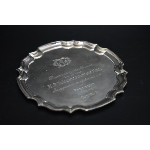 28 - A Hallmarked Birmingham Silver Dish, Engraved 'Presented By The Members to H.P. Wolstenholme'. Circa... 