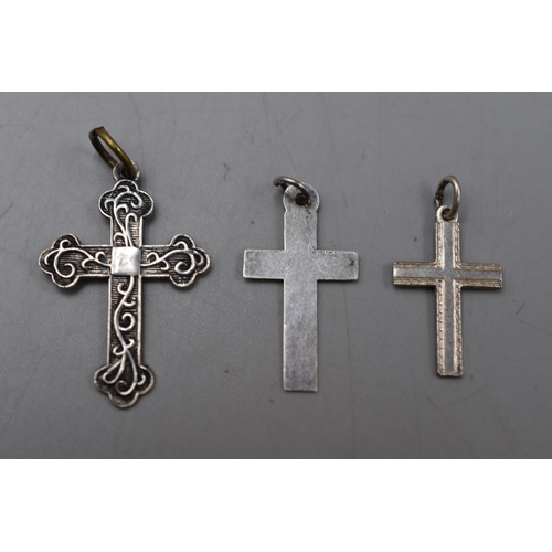 43 - Three Silver 925 Cross Pendants