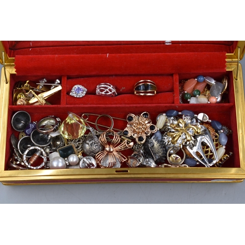 48 - Mirrored Jewellery Box Complete with a Selection of Contents (10