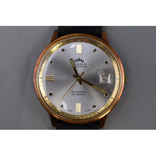 60 - Tiara of Switzerland 25 Jewels Automatic Date Gents Watch on Leather Strap (Working When Tested)