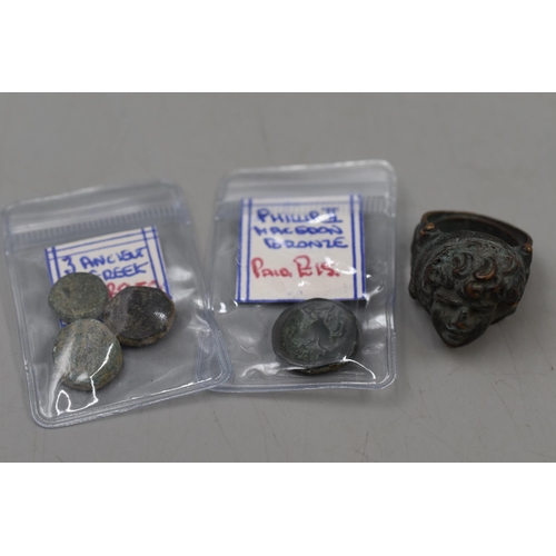 88 - Selection of Ancient Coinage, Pendant, Ring and more