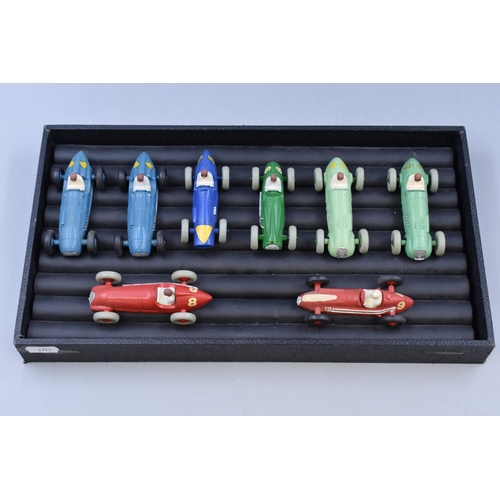 136 - Mixed Selection of Vintage Play Worn Dinky Die Cast Metal Race Cars, includes 23K No.4 Talbot Lago, ... 