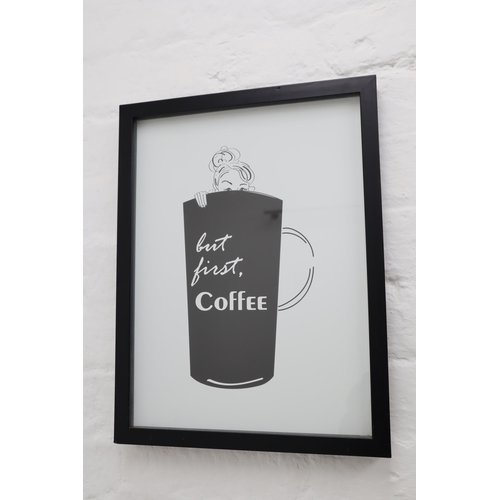 348 - Three Framed and Glazed Coffee Themed Cafe Pictures each picture approx 17