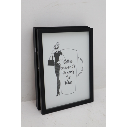 348 - Three Framed and Glazed Coffee Themed Cafe Pictures each picture approx 17