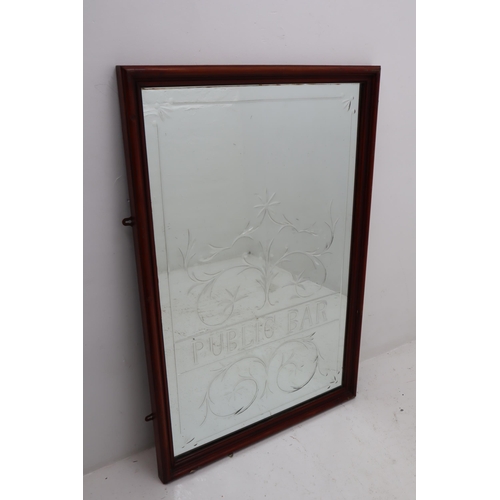 351 - A Large 'Public Bar' Wood Framed Mirror, Approx 45