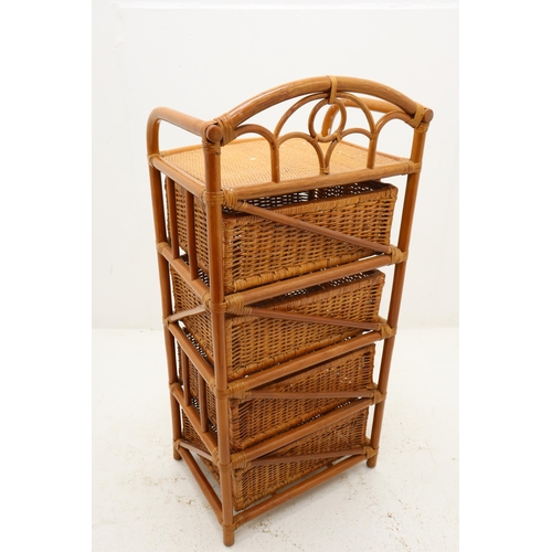 735 - Large Wicker and Bamboo 4 Drawer Unit