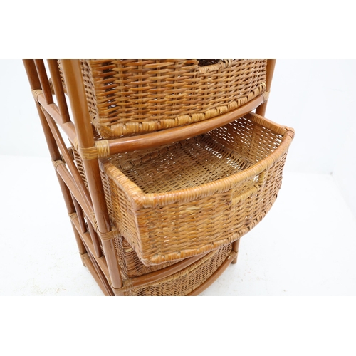 735 - Large Wicker and Bamboo 4 Drawer Unit