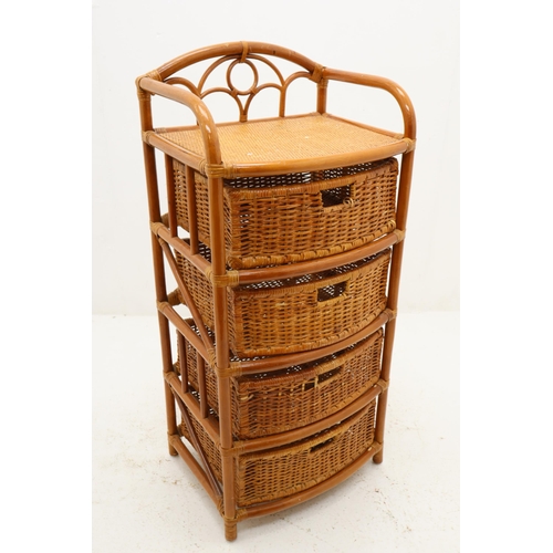 735 - Large Wicker and Bamboo 4 Drawer Unit