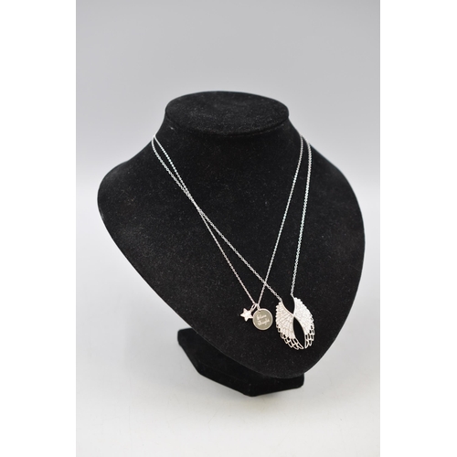 4 - A 925. Silver Angel Wing Necklace, With Two 925. Silver Pendants ('Shine Bright' and Star) on 925. S... 