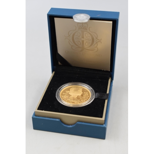 10 - A Royal Mint Gold Plated Silver Proof Diamond Jubilee Five Pound Coin. With Presentation Case and Ce... 