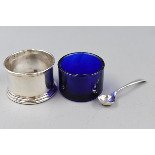 22 - A Hallmarked Birmingham Silver Three Piece Condiment Set, Circa 1936. Includes Pepper Shaker, Two Co... 