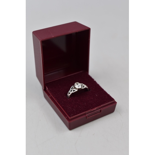 35 - Silver 925 Celtic Style Ring Complete with Presentation Box