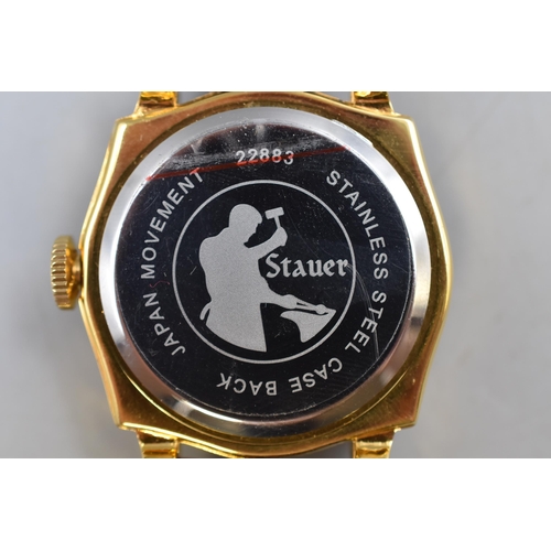 62 - Stauer Gents Watch with Original Leather Strap complete with presentation Box (Working)