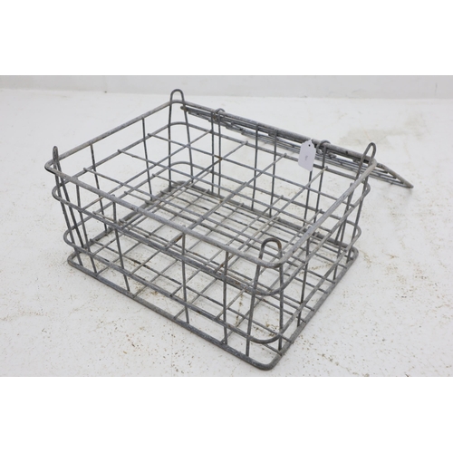 627 - A Galvanised Metal 20 Bottle Lidded Milk Crate, Approx 14