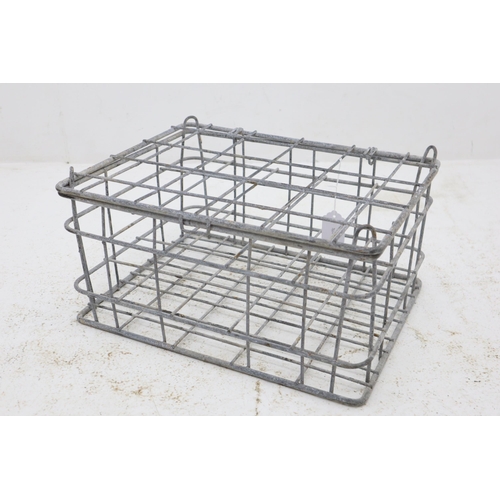 627 - A Galvanised Metal 20 Bottle Lidded Milk Crate, Approx 14