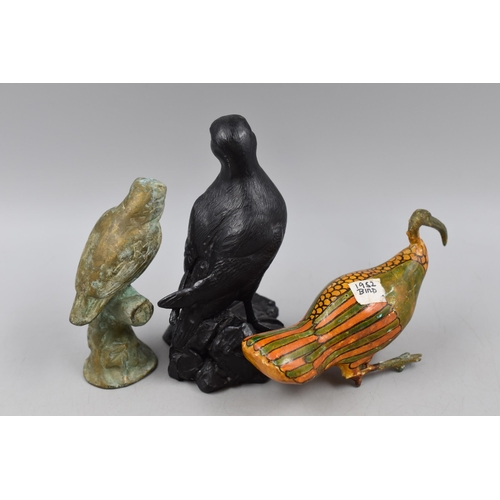 115 - A Selection of Three Bird Figures, Includes 1952 Folk Art Ibis (Approx 3.5