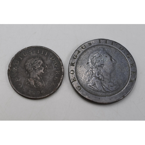 129 - Two Coins, includes George III 1797 Penny and 1806 Half Penny