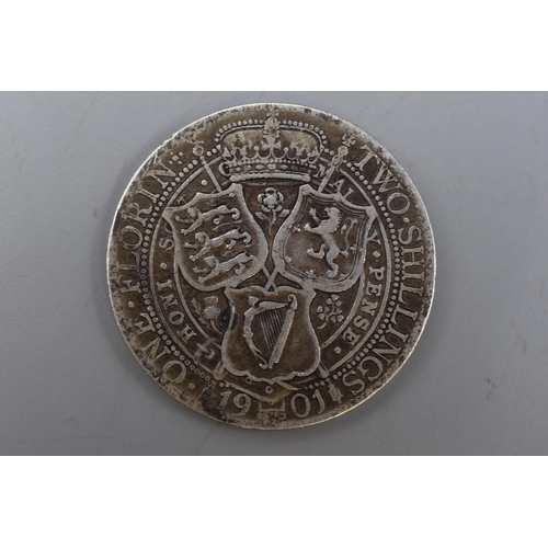 134 - 1901 Victoria Silver Florin Coin