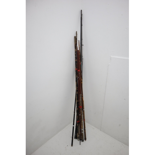 657 - Selection of Fishing Rods including Shakespeare No 1802, Match Pro Margin Telewhip, and more