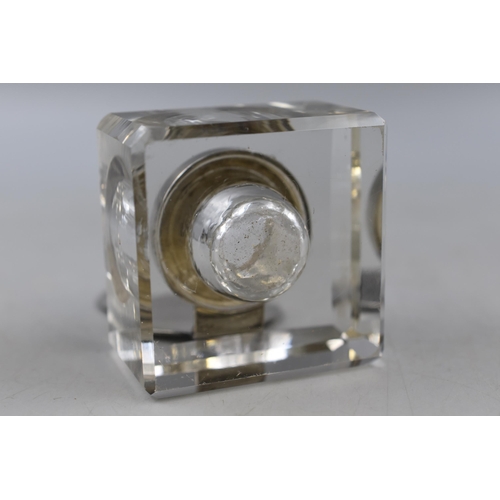 2 - Antique Glass Inkwell with Sterling Silver top, hallmarked Birmingham circa 1913