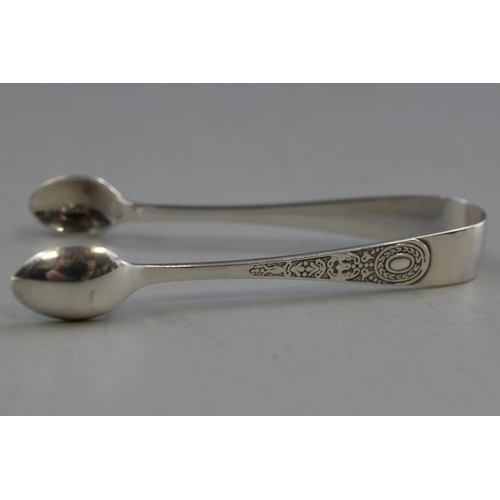 8 - Antique Hallmarked Sheffiled Silver Henry Williamson Small Sugar Tongues. Circa 1919. Approx. 8cm