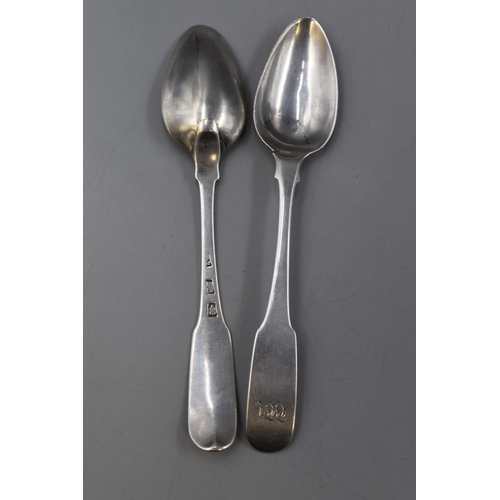 9 - Pair of Antique Silver Hallmarked Dublin Teaspoons with Monogram. Approx. Length 14cm