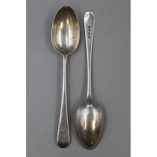 10 - Two Antique Hallmarked Silver George IV Dessert Spoons with Monogram. Approx. Length 17cm