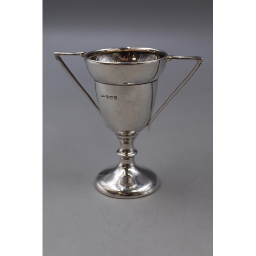 20 - Hallmarked Birmingham Silver Trophy, Engraved B.C.C. Tennis Flanders Cup 1924. Approx. Height 8cm