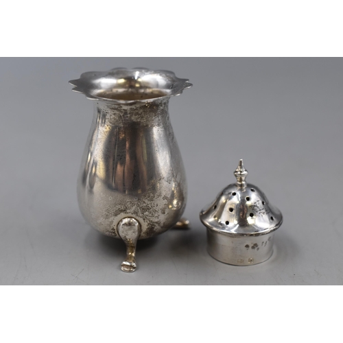 25 - Antique Silver Hallmarked Birmingham Condiment items, includes Pepper Pot and Two Condiment Pots. Wi... 