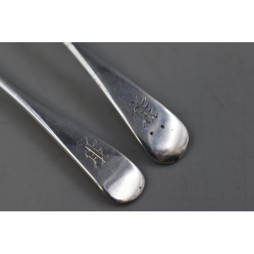 27 - Two Silver Hallmarked Birmingham Condiment Spoons. Circa 1914 / 1915. Approx. 3